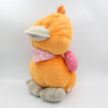 Grand Doudou oiseau poussin orange gris Iris et Babette Noukie's