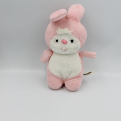 Ancienne peluche lapin rose blanc AJENA