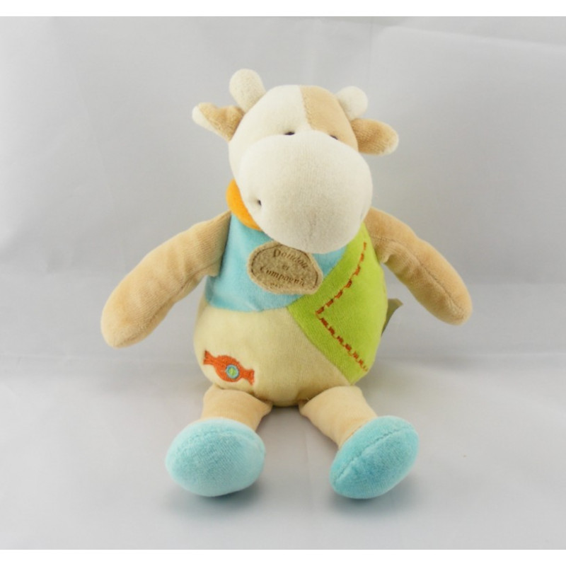 Doudou et compagnie vache bleu vert bonbon