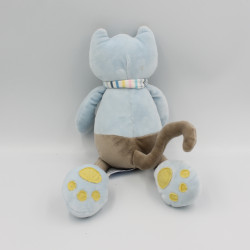 Doudou chat pirate bleu gris poisson NOUNOURS