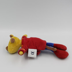 Doudou chien rouge bleu Commandant Ouaf MOULIN ROTY 15 cm