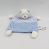 Doudou plat ours blanc bleu rayé étoile MOTS D'ENFANTS