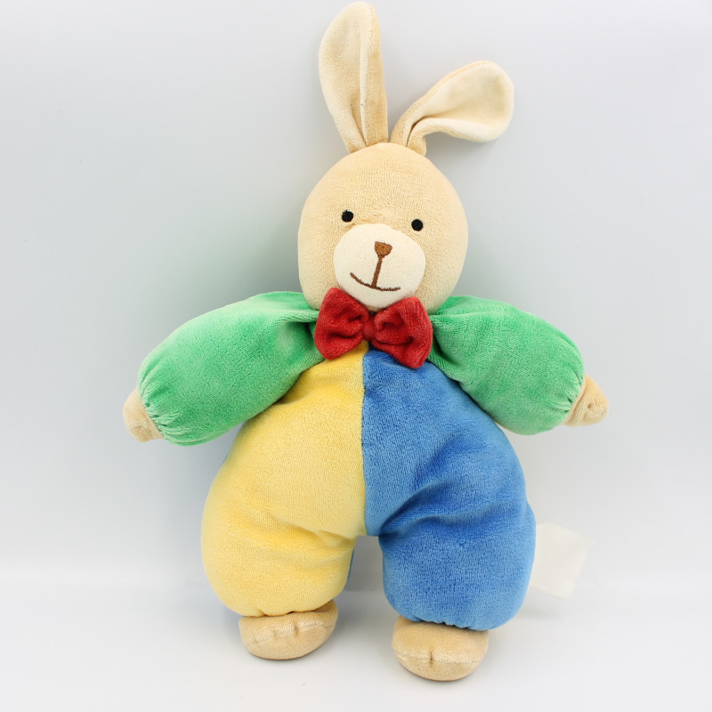 Doudou lapin bleu jaune vert IKEA