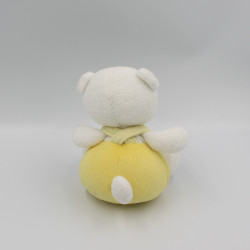 Doudou ours blanc salopette jaune LUMINOU 18 cm