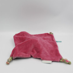 Doudou plat carré les Pachats souris gris rose parme MOULIN ROTY