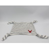 Doudou plat rayé gris blanc cerf renne elan rouge VERTBAUDET