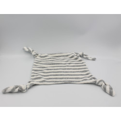 Doudou plat rayé gris blanc cerf renne elan rouge VERTBAUDET