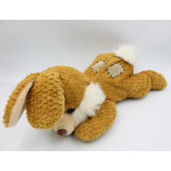 Doudou lapin beige marron couché NICOTOY 