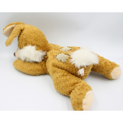 Doudou lapin beige marron couché NICOTOY 