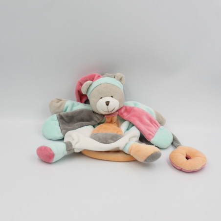 Doudou et compagnie marionnette ours blanc bleu rose orange Collector Pêche Fraise