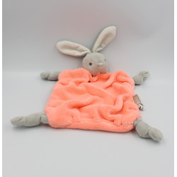 Doudou plat lapin Plume orange fluo KALOO