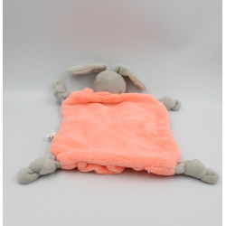 Doudou plat lapin Plume orange fluo KALOO