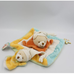 Doudou et compagnie plat ours blanc bleu vert jaune orange J'aime Maman Papa