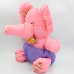 Peluche Puffalump éléphant rose violet en toile