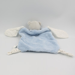 Doudou plat ours plume bleu noeuds KALOO