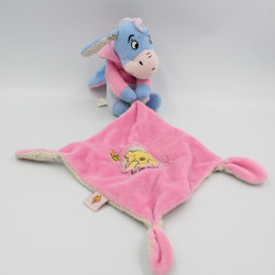 Doudou plat mouchoir Bourriquet lapin bleu rose pois DISNEY
