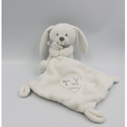 Doudou lapin blanc gris pois mouchoir Mon petit coeur POMMETTE