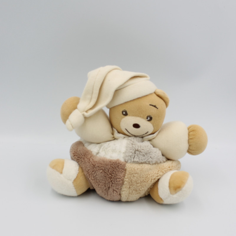 Doudou ours patchwork blanc gris marron sable KALOO