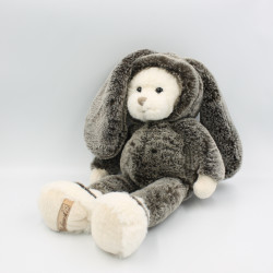 Peluche ours bleu déguisé en lapin blanc marron BUKOWSKI