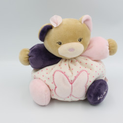 Doudou ours beige rose violet papillon Petite rose KALOO