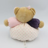 Doudou ours beige rose violet papillon Petite rose KALOO