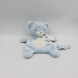 Doudou plat ours bleu blanc pois TEX