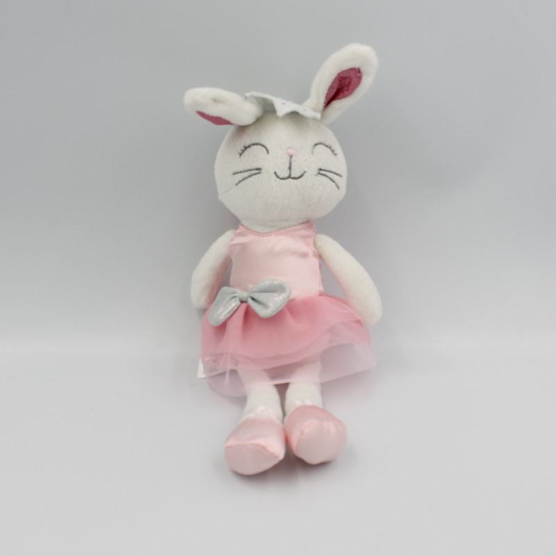 Peluche lapin blanc robe tutu rose ANIMAL ADVENTURE 30 cm