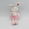 Peluche lapin blanc robe tutu rose ANIMAL ADVENTURE 30 cm