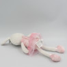 Peluche lapin blanc robe tutu rose ANIMAL ADVENTURE 30 cm