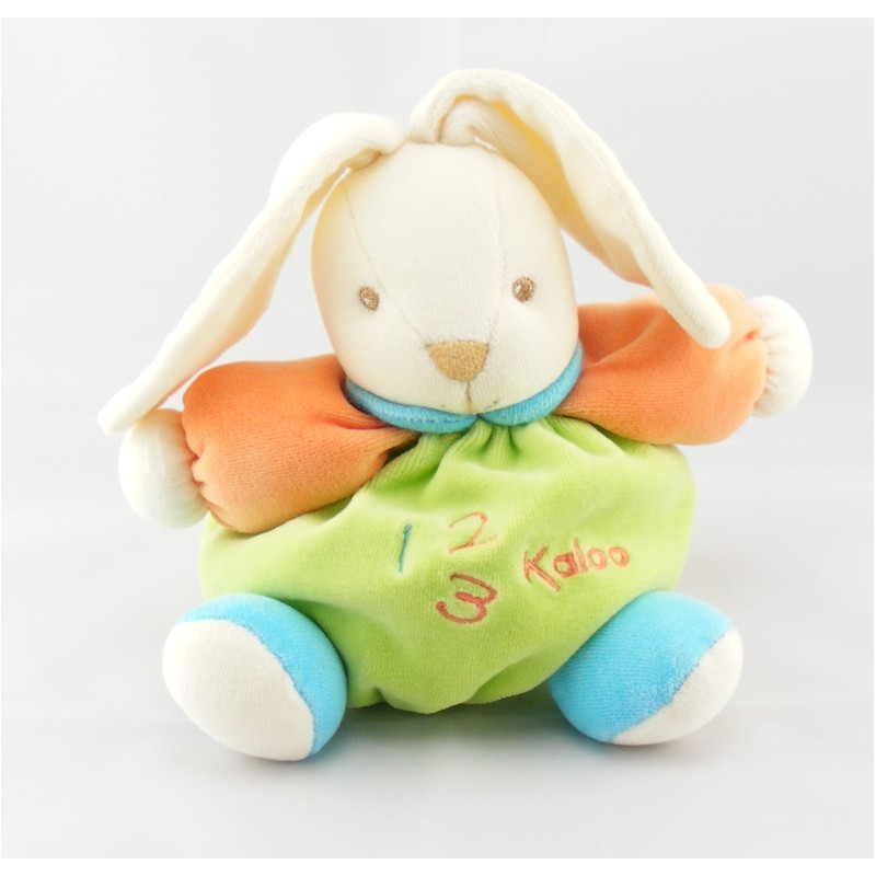 Doudou ours bleu rouge col vert  1 2 3 KALOO