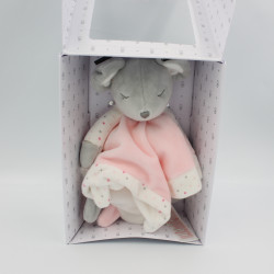 Doudou plat souris grise blanche rose pois OBAIBI NEUF