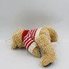 Peluche ours beige marron pull laine rouge bleu blanc ROTTERDAM 