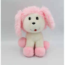 Ancienne peluche chien toutou rose blanc Poochie MATTEL