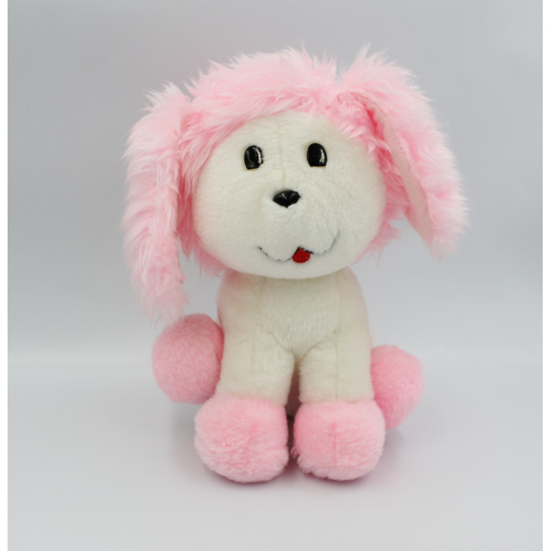 Ancienne peluche chien toutou rose blanc Poochie MATTEL