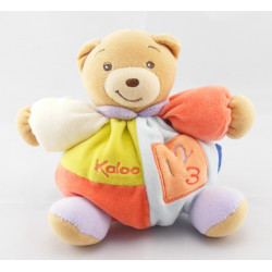 Doudou ours bleu rouge col vert  1 2 3 KALOO