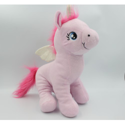 Doudou peluche licorne rose argenté ZEBRA