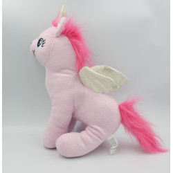 Doudou peluche licorne rose argenté ZEBRA 