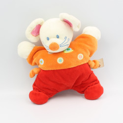 Doudou semi plat souris orange rouge escargot NICOTOY