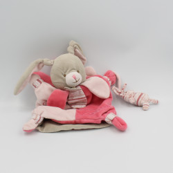 Doudou et compagnie marionnette lapin rose pétale avec bébé Célestine