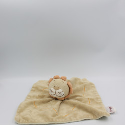 Doudou plat carré lion beige orange jungle BENGY