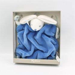 Doudou plat lapin plume bleu Blue KALOO NEUF