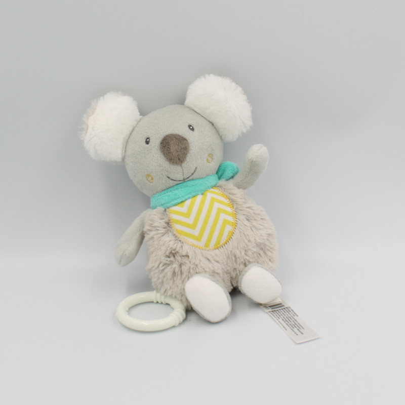 Doudou musical koala gris bleu jaune TIGEX