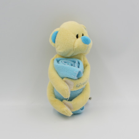 Doudou ours jaune bleu couverture Gros Calins ELUZ
