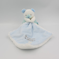 Doudou et Compagnie ours bleu blanc mouchoir Bisous Esquimau