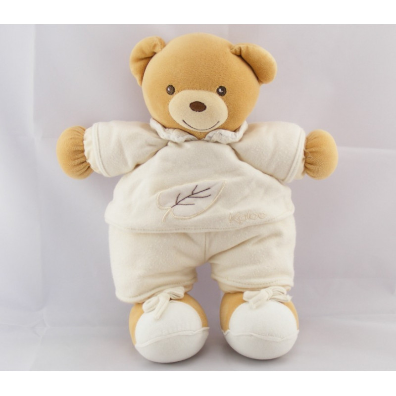 Doudou ours patapouf écru beige feuille KALOO
