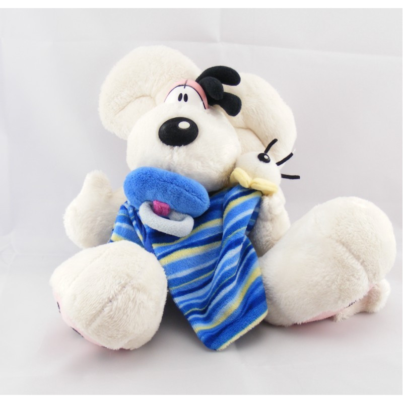Doudou plat carré souris bleu Diddlina DIDDL