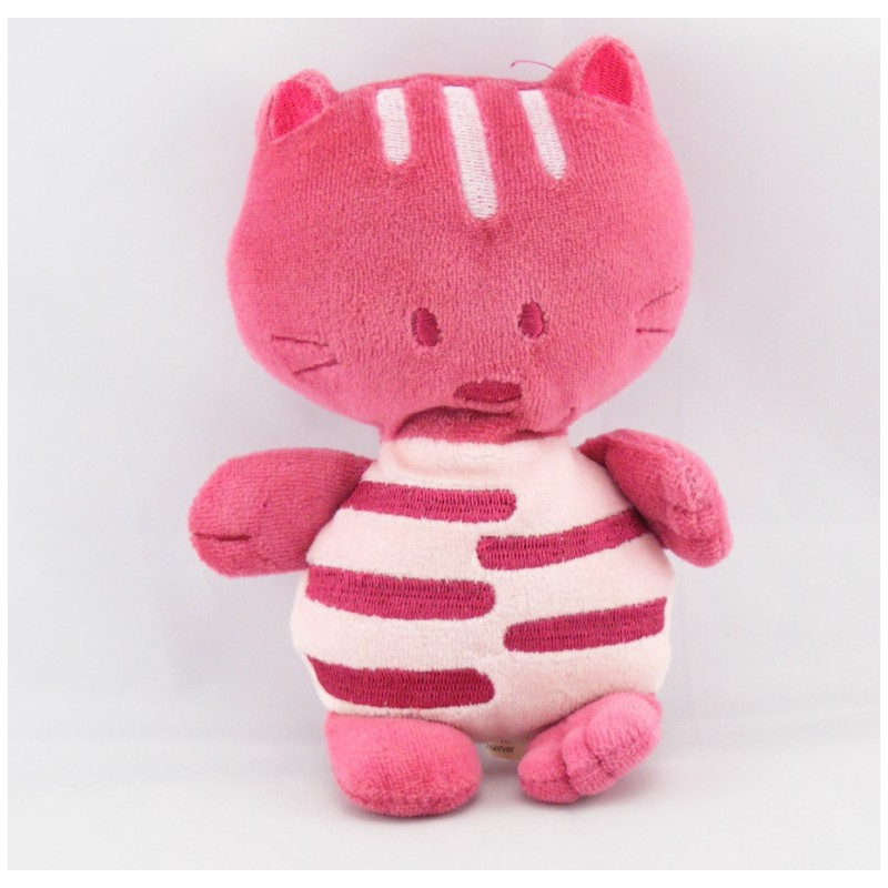 Doudou semi plat chat bordeaux rose AUCHAN