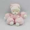 Doudou ours rose blanc TARTINE ET CHOCOLAT 30 cm