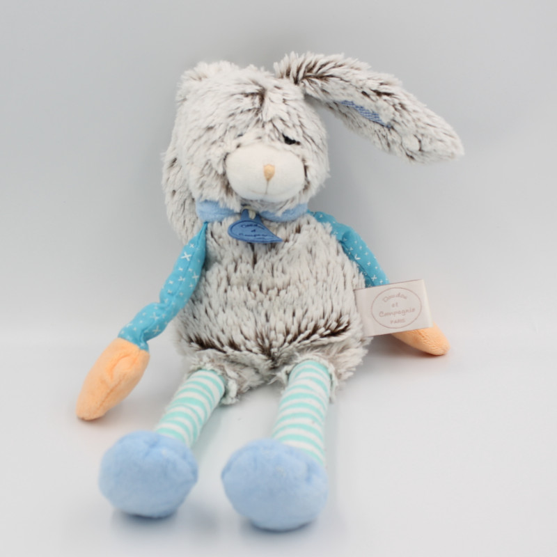 Doudou et compagnie lapin pantin marron bleu orange LES CHOUPIDOUX