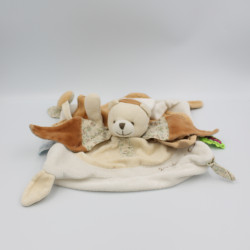 Doudou et compagnie plat ours marron blanc fleurs TATOO